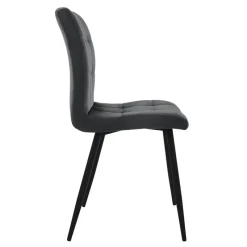 Esszimmerstuhl 4er Set Quadrat Steppung mit Rückenlehne Anthrazit Küchenstuhl mit Microfaser-Samtbezug ML-Design-ECD Germany Discount