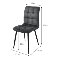 Esszimmerstuhl 4er Set Quadrat Steppung mit Rückenlehne Anthrazit Küchenstuhl mit Microfaser-Samtbezug ML-Design-ECD Germany Discount