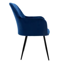 Esszimmerstuhl 2er Set Quadrat Steppung mit Rücken- und Armlehnen Dunkelblau Küchenstuhl mit Microfaser-Samtbezug ML-Design-ECD Germany Discount