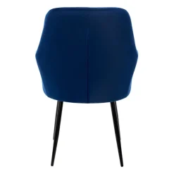 Esszimmerstuhl 2er Set Quadrat Steppung mit Rücken- und Armlehnen Dunkelblau Küchenstuhl mit Microfaser-Samtbezug ML-Design-ECD Germany Discount