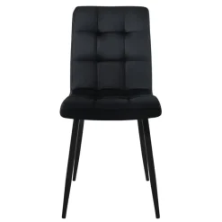 Esszimmerstuhl 4er Set Quadrat Steppung Schwarz Samtbezug mit Metallbeinen inkl. Montagematerial ML-Design-ECD Germany Best