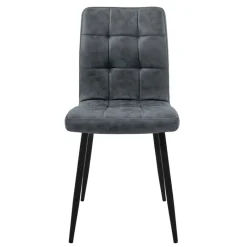 Esszimmerstuhl 4er Set Quadrat Steppung mit Rückenlehne Anthrazit Küchenstuhl mit Kunstleder Bezug ML-Design-ECD Germany Discount