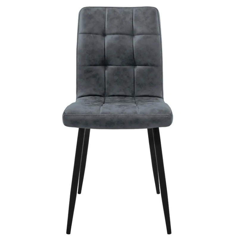 Esszimmerstuhl 4er Set Quadrat Steppung mit Rückenlehne Anthrazit Küchenstuhl mit Kunstleder Bezug ML-Design-ECD Germany Discount