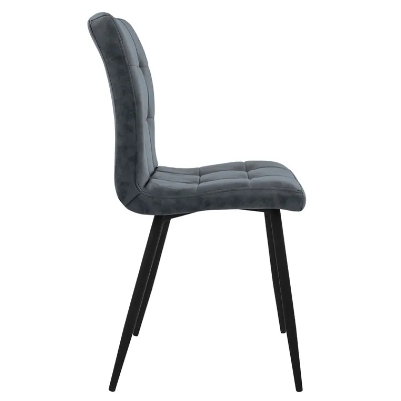 Esszimmerstuhl 4er Set Quadrat Steppung mit Rückenlehne Anthrazit Küchenstuhl mit Kunstleder Bezug ML-Design-ECD Germany Discount