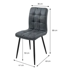 Esszimmerstuhl 4er Set Quadrat Steppung mit Rückenlehne Anthrazit Küchenstuhl mit Kunstleder Bezug ML-Design-ECD Germany Discount