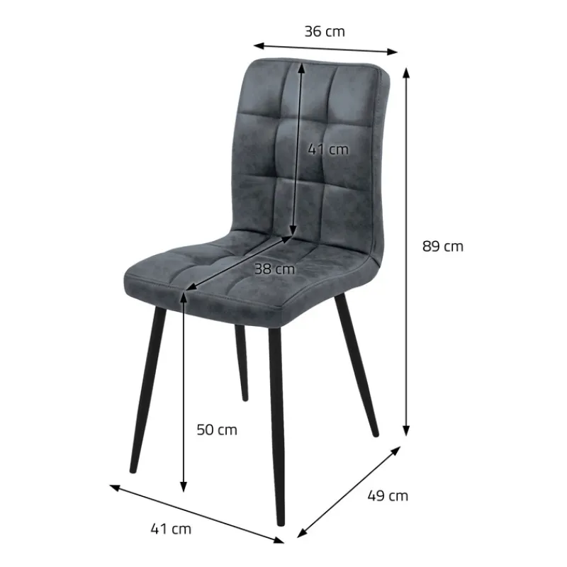 Esszimmerstuhl 4er Set Quadrat Steppung mit Rückenlehne Anthrazit Küchenstuhl mit Kunstleder Bezug ML-Design-ECD Germany Discount