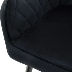 Esszimmerstuhl 2er Set Rauten Steppung Schwarz Samtbezug mit Metallbeinen & Armlehne inkl. Montagematerial ML-Design-ECD Germany Sale