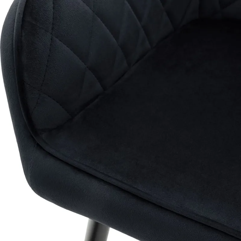 Esszimmerstuhl 2er Set Rauten Steppung Schwarz Samtbezug mit Metallbeinen & Armlehne inkl. Montagematerial ML-Design-ECD Germany Sale