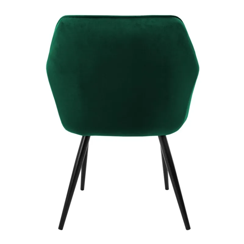 Esszimmerstuhl 4er Set Rauten Steppung mit Rücken- und Armlehnen Dunkelgrün Küchenstuhl mit Microfaser-Samtbezug ML-Design-ECD Germany Online