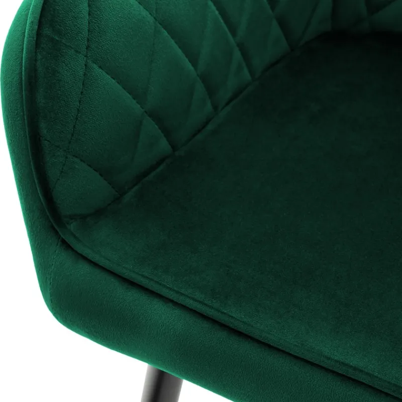 Esszimmerstuhl 4er Set Rauten Steppung mit Rücken- und Armlehnen Dunkelgrün Küchenstuhl mit Microfaser-Samtbezug ML-Design-ECD Germany Online