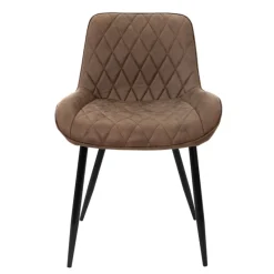 Esszimmerstuhl 2er Set Rauten Steppung Braun Kunstlederbezug mit Metallbeinen inkl. Montagematerial ML-Design-ECD Germany Best