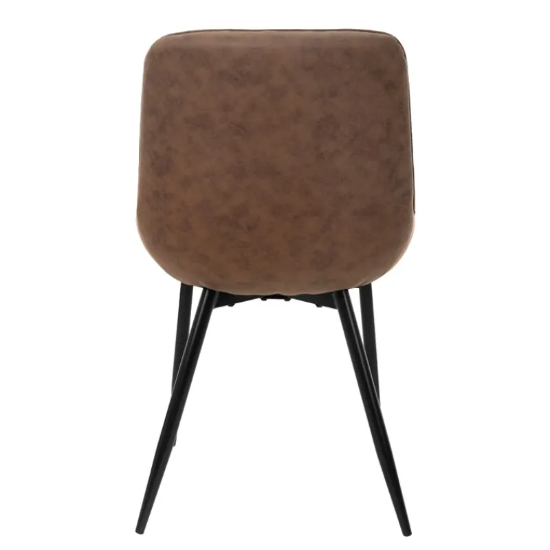 Esszimmerstuhl 2er Set Rauten Steppung Braun Kunstlederbezug mit Metallbeinen inkl. Montagematerial ML-Design-ECD Germany Best