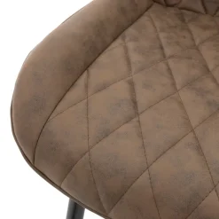 Esszimmerstuhl 2er Set Rauten Steppung Braun Kunstlederbezug mit Metallbeinen inkl. Montagematerial ML-Design-ECD Germany Best