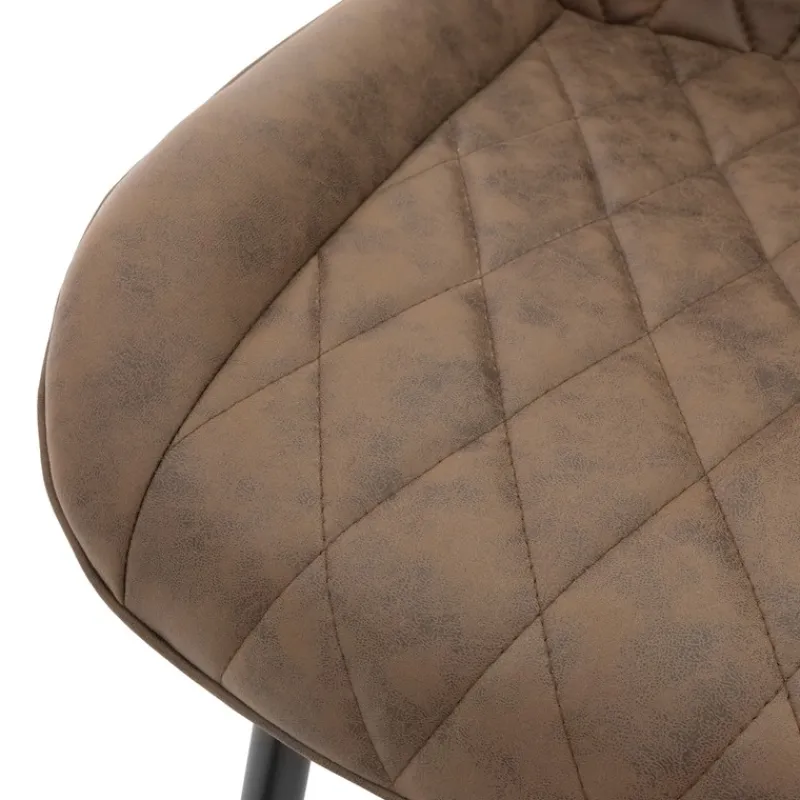 Esszimmerstuhl 2er Set Rauten Steppung Braun Kunstlederbezug mit Metallbeinen inkl. Montagematerial ML-Design-ECD Germany Best