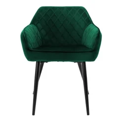 Esszimmerstuhl 2er Set Rauten Steppung mit Rücken- und Armlehnen Dunkelgrün Küchenstuhl mit Microfaser-Samtbezug ML-Design-ECD Germany Best