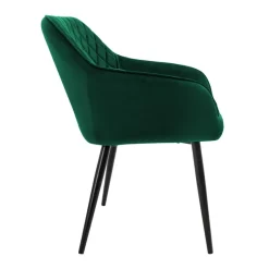 Esszimmerstuhl 2er Set Rauten Steppung mit Rücken- und Armlehnen Dunkelgrün Küchenstuhl mit Microfaser-Samtbezug ML-Design-ECD Germany Best