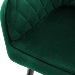 Esszimmerstuhl 2er Set Rauten Steppung mit Rücken- und Armlehnen Dunkelgrün Küchenstuhl mit Microfaser-Samtbezug ML-Design-ECD Germany Best