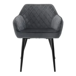 Esszimmerstuhl 4er Set Rauten Steppung Anthrazit Samtbezug mit Metallbeinen inkl. Montagematerial ML-Design-ECD Germany Discount