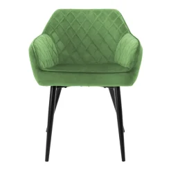 Esszimmerstuhl 2er Set Rauten Steppung mit Rücken- und Armlehnen Salbei Küchenstuhl mit Microfaser-Samtbezug ML-Design-ECD Germany Clearance