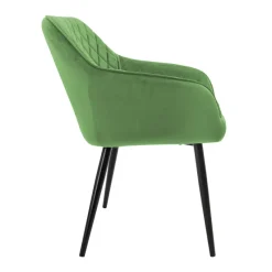 Esszimmerstuhl 2er Set Rauten Steppung mit Rücken- und Armlehnen Salbei Küchenstuhl mit Microfaser-Samtbezug ML-Design-ECD Germany Clearance