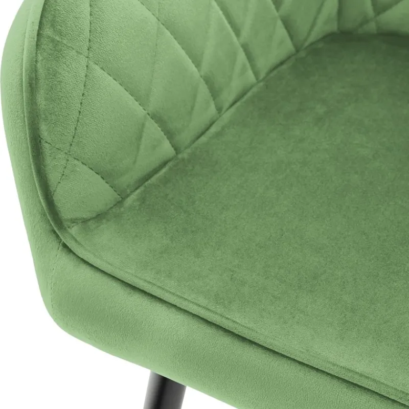 Esszimmerstuhl 2er Set Rauten Steppung mit Rücken- und Armlehnen Salbei Küchenstuhl mit Microfaser-Samtbezug ML-Design-ECD Germany Clearance