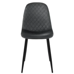 Esszimmerstuhl 4er Set Rauten Steppung mit Rückenlehne Anthrazit Küchenstuhl mit Microfaser-Samtbezug ML-Design-ECD Germany