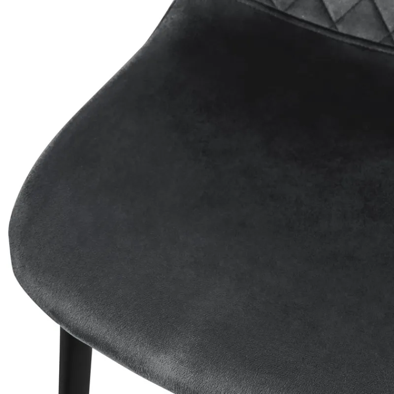 Esszimmerstuhl 4er Set Rauten Steppung mit Rückenlehne Anthrazit Küchenstuhl mit Microfaser-Samtbezug ML-Design-ECD Germany