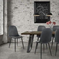 Esszimmerstuhl 4er Set Rauten Steppung mit Rückenlehne Anthrazit Küchenstuhl mit Microfaser-Samtbezug ML-Design-ECD Germany