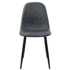 Esszimmerstuhl 4er Set Rauten Steppung mit Rückenlehne Anthrazit Küchenstuhl mit Kunstleder Bezug ML-Design-ECD Germany Hot