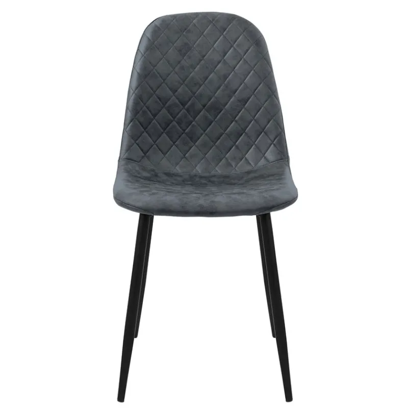 Esszimmerstuhl 4er Set Rauten Steppung mit Rückenlehne Anthrazit Küchenstuhl mit Kunstleder Bezug ML-Design-ECD Germany Hot