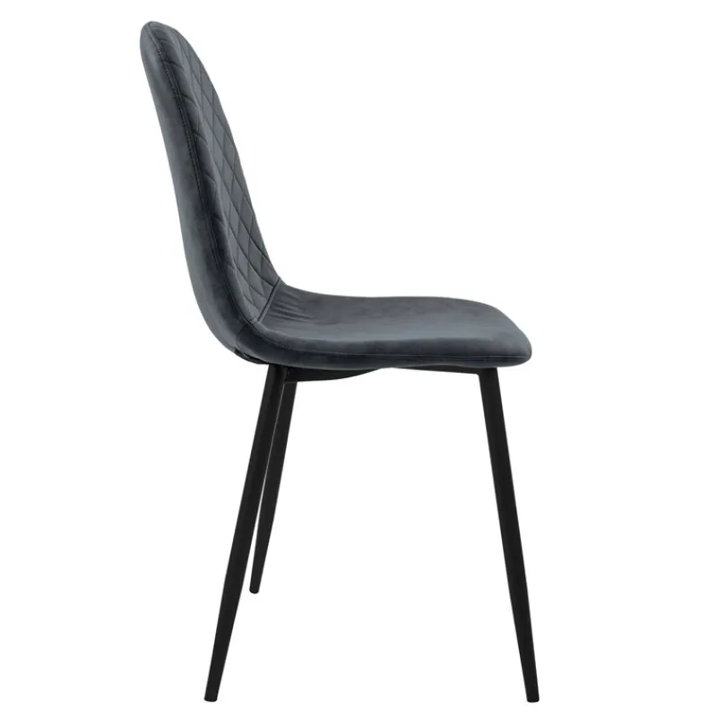 Esszimmerstuhl 4er Set Rauten Steppung mit Rückenlehne Anthrazit Küchenstuhl mit Kunstleder Bezug ML-Design-ECD Germany Hot