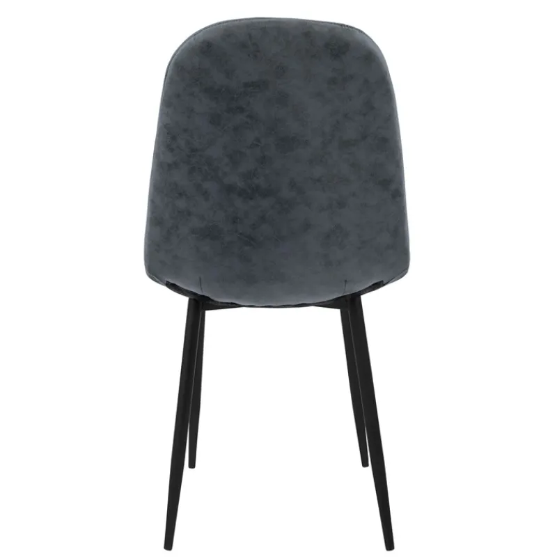 Esszimmerstuhl 4er Set Rauten Steppung mit Rückenlehne Anthrazit Küchenstuhl mit Kunstleder Bezug ML-Design-ECD Germany Hot