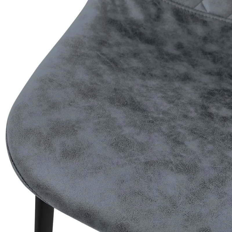 Esszimmerstuhl 4er Set Rauten Steppung mit Rückenlehne Anthrazit Küchenstuhl mit Kunstleder Bezug ML-Design-ECD Germany Hot