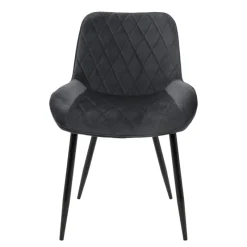 Esszimmerstuhl 2er Set Rauten Steppung Anthrazit Samtbezug mit Metallbeinen & Hohe Rückenlehne inkl. Montagematerial ML-Design-ECD Germany Online