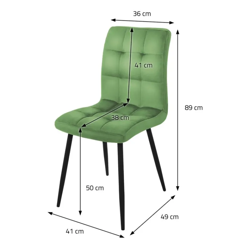 Esszimmerstuhl 4er Set Salbei Samtbezug mit Metallbeinen inkl. Montagematerial ML-Design-ECD Germany Outlet