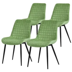 Esszimmerstuhl 4er Set Salbei mit Samtbezug und Stahlbeinen Küchenstuhl mit Rückenlehne ML-Design-ECD Germany Online