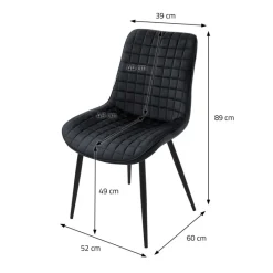 Esszimmerstuhl 6er Set Schwarz mit Samtbezug und Stahlbeinen Küchenstuhl mit Rückenlehne ML-Design-ECD Germany Discount