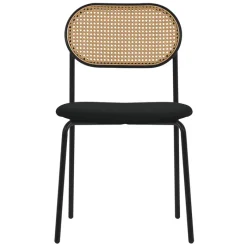 Esszimmerstuhl 2er Set Schwarz  bis 120 kg Rattan Rückenlehne ML-Design-ECD Germany Outlet