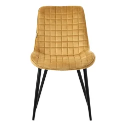 Esszimmerstuhl 6er Set Senfgelb mit Samtbezug und Stahlbeinen Küchenstuhl mit Rückenlehne ML-Design-ECD Germany Clearance