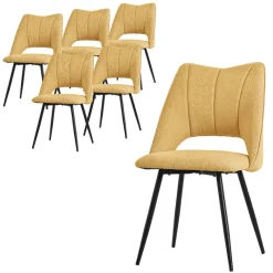 Esszimmerstuhl 6er Set Senfgelb gepolstert inkl. Montagematerial Polsterstuhl Küchenstuhl ML-Design-ECD Germany Clearance
