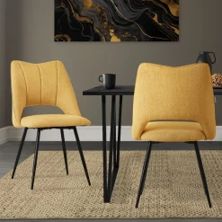 Esszimmerstuhl 2er Set Senfgelb gepolstert inkl. Montagematerial Polsterstuhl Küchenstuhl ML-Design-ECD Germany
