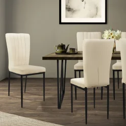 Esszimmerstuhl 4er Set Taupe mit Samtbezug und Metallbeinen Küchenstuhl ML-Design-ECD Germany Clearance