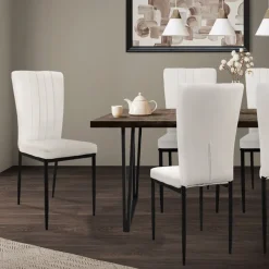 Esszimmerstuhl 4er Set Weiß mit Samtbezug und Metallbeinen Küchenstuhl ML-Design-ECD Germany Hot