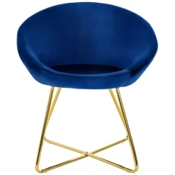 Esszimmerstuhl mit runder Rückenlehne Blau aus Samt mit goldenen Metallbeinen ML-Design-ECD Germany Best