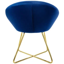 Esszimmerstuhl mit runder Rückenlehne Blau aus Samt mit goldenen Metallbeinen ML-Design-ECD Germany Best