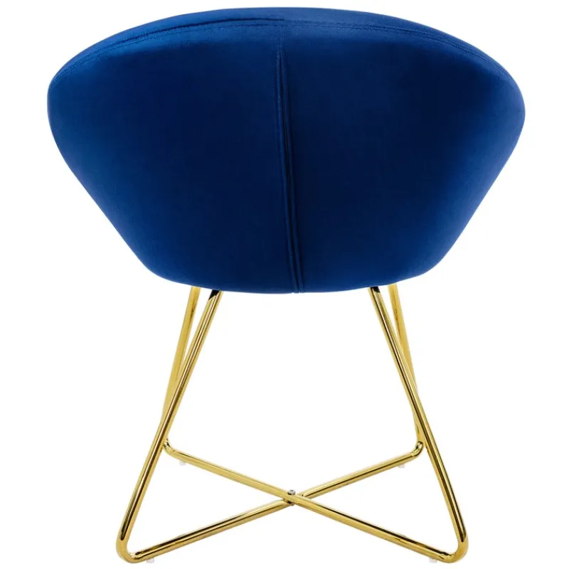 Esszimmerstuhl mit runder Rückenlehne Blau aus Samt mit goldenen Metallbeinen ML-Design-ECD Germany Best