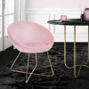 Esszimmerstuhl mit runder Rückenlehne Rosa aus Samt mit goldenen Metallbeinen ML-Design-ECD Germany Outlet