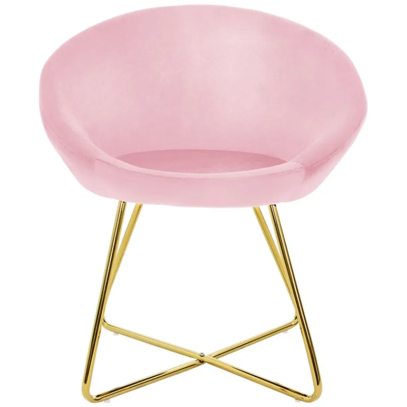 Esszimmerstuhl mit runder Rückenlehne Rosa aus Samt mit goldenen Metallbeinen ML-Design-ECD Germany Outlet
