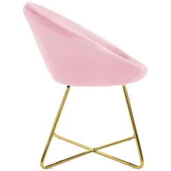 Esszimmerstuhl mit runder Rückenlehne Rosa aus Samt mit goldenen Metallbeinen ML-Design-ECD Germany Outlet