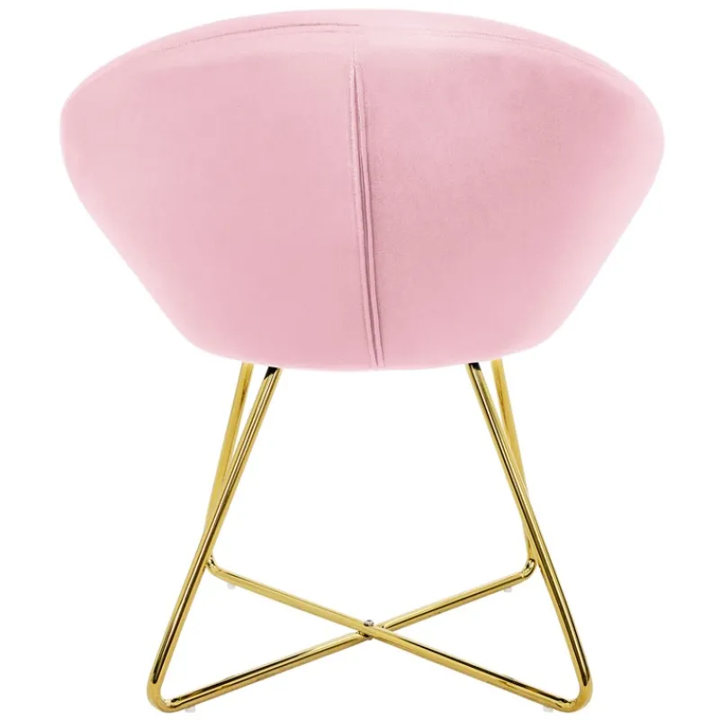 Esszimmerstuhl mit runder Rückenlehne Rosa aus Samt mit goldenen Metallbeinen ML-Design-ECD Germany Outlet